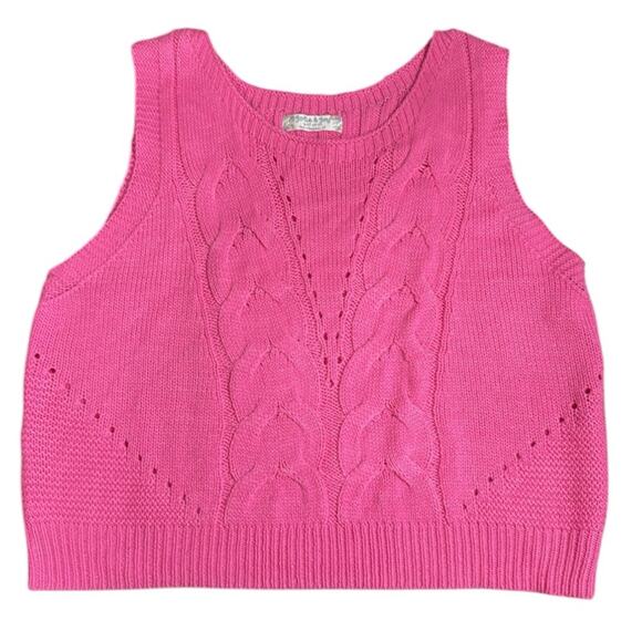 Jolie & Joy women’s size 2X Vibrant Pink Cable Knit Sleeveless Sweater pullover - Picture 1 of 10